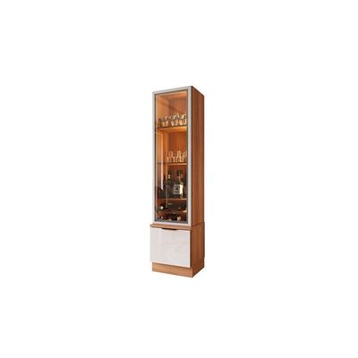 Cristaleira 2 Portas Com Fita Led E Espelho Reflecta Noble Mdp/mdf Para Sala Jequitiba/off White