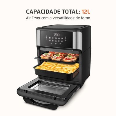 Fritadeira Air Fryer Forno Oven 12l Mondial Inox Preto 2000W AFON-12L-BIN 110V