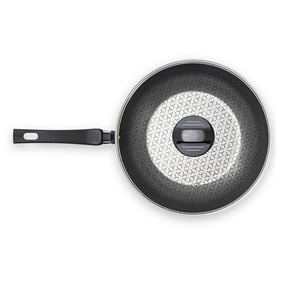 Panela Wok Brinox Anis Cabo Baquelite Antiaderente Pro-Flon 4,1L 28cm Tampa de Vidro Borgonha