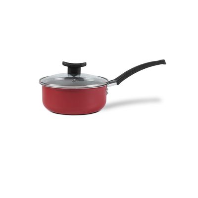 Panela Brinox Ruby Antiaderente Pro-Flon Tampa de Vidro 1,3 L 16cm Vermelho
