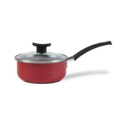 Panela Brinox Ruby Antiaderente Pro-Flon Tampa de Vidro 1,8L 18cm Vermelho