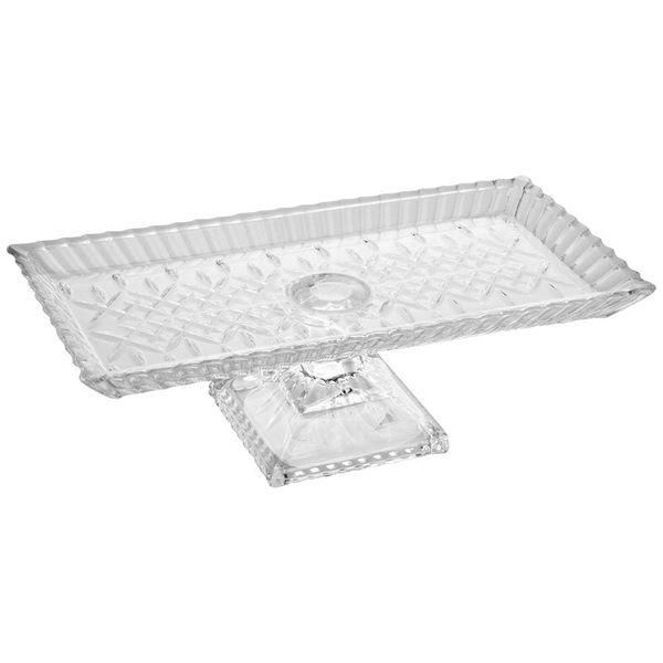 Travessa com Pé Wolff Lys Cristal Retangular Transparente