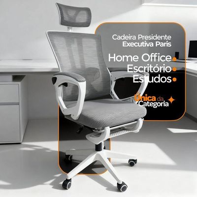 Kit 2 Cadeiras De Escritório Oficial Paris Cinza