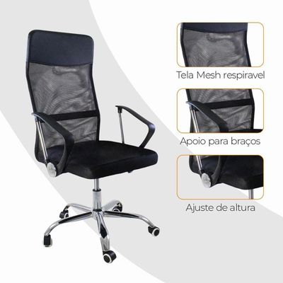 Kit 4 Cadeiras De Escritório Nagano Oficial Preto
