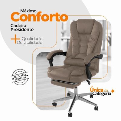 Kit 2 Cadeiras De Escritório Presidente Soft Ergonômica Apoio Para Pés Bege