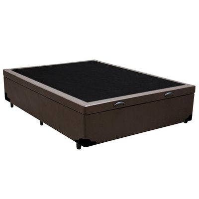 Cama Box Baú Casal Sintético Mega Cama Marrom 138x188x45cm