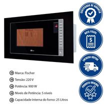 Micro-ondas Fischer Fit Line Embutir 25l Moldura Preta 220V Com Função Descongelar 34915(98444)