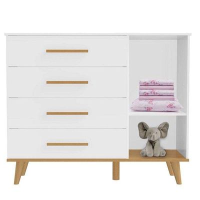 Cômoda Infantil Ludmila Branco Fosco/ Bétula