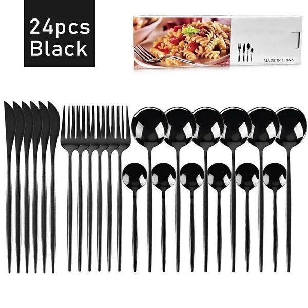 Conjunto de Talheres MYVIT Louça de cozinha Louça Set Faca Colher Preto