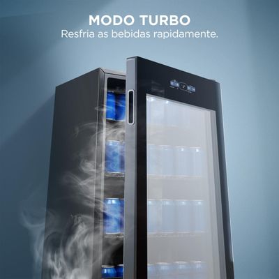 Cervejeira Midea MDRX150FGGGL03 82L Frost Free Smart Inverter Porta de Vidro Triplo Bivolt Preta