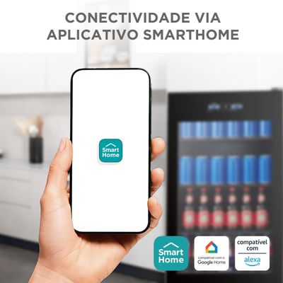 Cervejeira Midea MDRX150FGGGL03 82L Frost Free Smart Inverter Porta de Vidro Triplo Bivolt Preta
