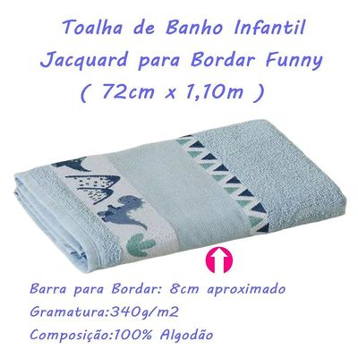 Kit Toalha de Banho Infantil Funny 3 Peças 100% Algodão Felpudo 340g m² Azul