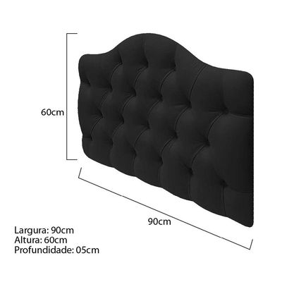 Cabeceira Suspensa Imperatriz 90 Cm Solteiro Suede Preto