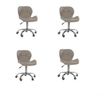 Kit 4 Cadeiras Office Eiffel Slim Oficial Giratória Bege