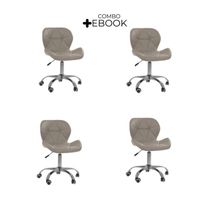 Kit 4 Cadeiras Office Eiffel Slim Oficial Giratória Bege