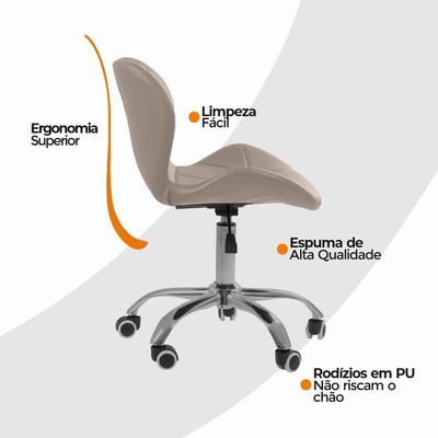 Kit 4 Cadeiras Office Eiffel Slim Oficial Giratória Bege