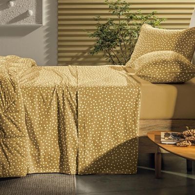 Jogo De Cama King Altenburg 4 Peças Malha Fio Penteado Bits Amarelo