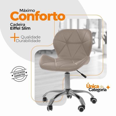 Kit 10 Cadeiras Office Eiffel Slim Oficial Giratória Bege