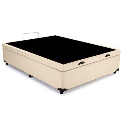 Cama Box Baú Casal Sintético Mega Cama Bege 138x188x45cm