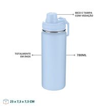 Garrafa Com Alça E Bico 780ml Em Aço Inox Azul Ciano
