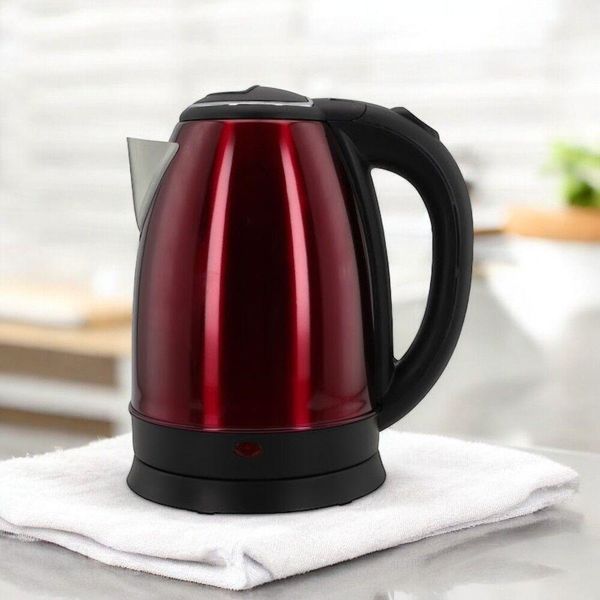 Chaleira Elétrica 1,8l Em Inox Vermelha 220V 1500w Rápida Fervura