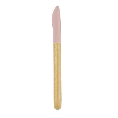 Colher De Bambu E Silicone Rosa Para Bebês – Antimicrobiana