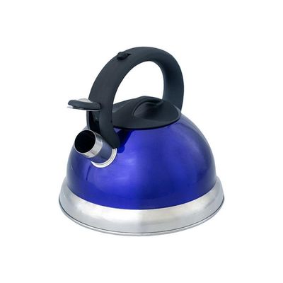 Chaleira Em Inox Com Apito E Fundo Duplo à Indução Azul