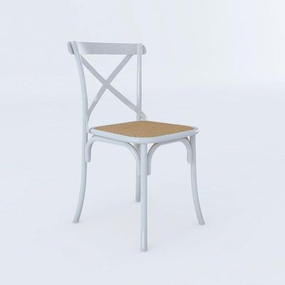 Kit 4 Cadeiras Jantar Cross Branca Assento Bege Aço Branco