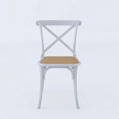 Kit 4 Cadeiras Jantar Cross Branca Assento Bege Aço Branco