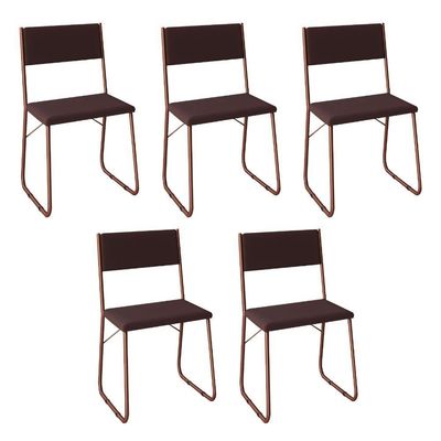 Kit 5 Cadeiras De Jantar Estofadas Cobre E MarromMarrom