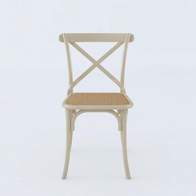 Kit 2 Cadeiras Jantar Off White Assento Bege Aço Branco