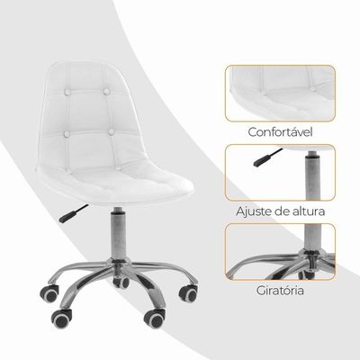 Kit 6 Cadeiras Office Eiffel Botonê Oficial Branco