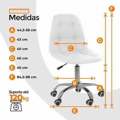 Kit 4 Cadeiras Office Eiffel Botonê Oficial Branco