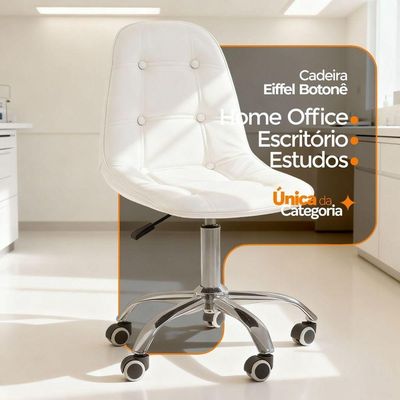 Kit 3 Cadeiras Office Eiffel Botonê Base Oficial Branco