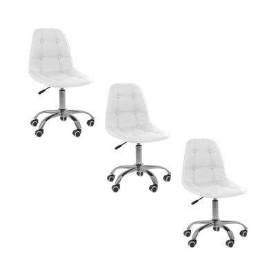 Kit 3 Cadeiras Office Eiffel Botonê Ajustável Oficial Branco