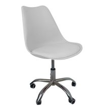 Kit 10 Cadeiras Office Base Cromada Com Rodizio Giratória Saarinen Branco