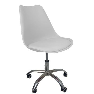Kit 10 Cadeiras Office Base Cromada Com Rodizio Giratória Saarinen Branco