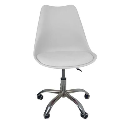 Kit 10 Cadeiras Office Base Cromada Com Rodizio Giratória Saarinen Branco