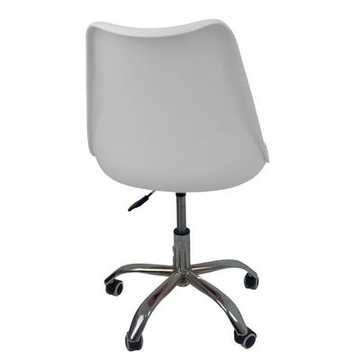 Kit 10 Cadeiras Office Base Cromada Com Rodizio Giratória Saarinen Branco