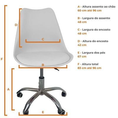 Kit 10 Cadeiras Office Base Cromada Com Rodizio Giratória Saarinen Branco