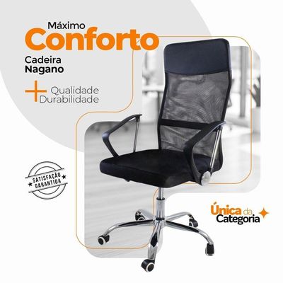 Kit 10 Cadeiras Escritório Nagano Oficial Preto