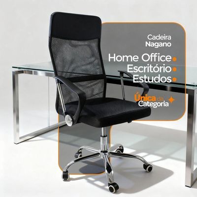 Kit 10 Cadeiras Escritório Nagano Oficial Preto
