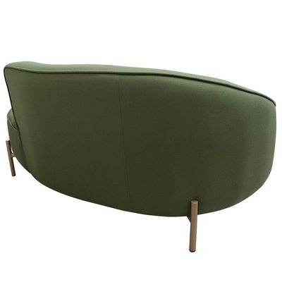 Sofá Curvo 3 Lugares 180cm Braço Dir. Thommy Pés Ouro Linho Verde Claro - Nexta Casa