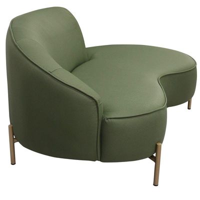 Sofá Curvo 3 Lugares 180cm Braço Dir. Thommy Pés Ouro Linho Verde Claro - Nexta Casa