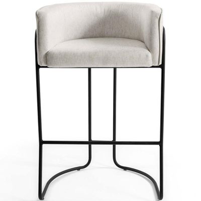 Banqueta Alta Com Encosto Betina Base Preto Viscolinho Off White - Nexta Casa