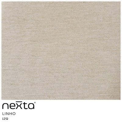 Banqueta Alta Com Encosto Betina Base Preto Linho Bege - Nexta Casa