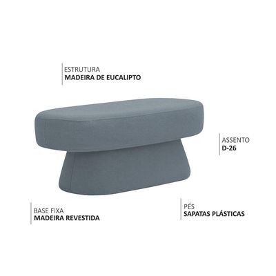 Banco Orgânico 102cm Liz Sala De Estar Bouclé Azul Claro - Nexta Casa