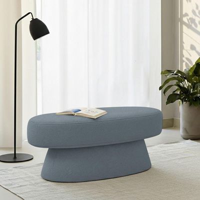Banco Orgânico 102cm Liz Sala De Estar Bouclé Azul Claro - Nexta Casa
