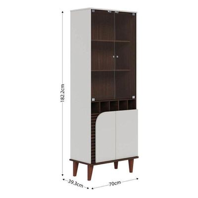 Cristaleira E Aparador Buffet Jurerê Off White Matte Nogueira Real - Colibri