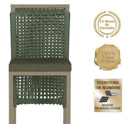Mesa Bistro E 4 Banquetas Roma Fendi Corda Náutica 13 Trama Verde